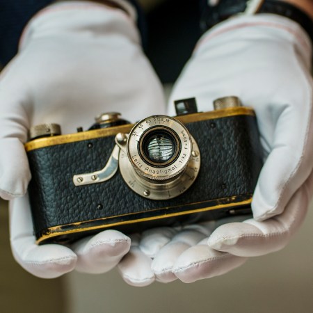 A Leica from 1924, production number 126, on display in June 2025