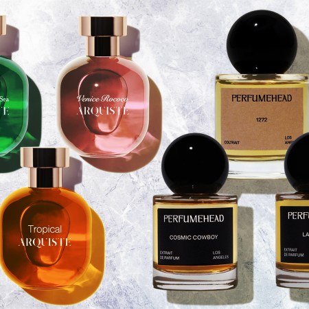 perfumes on textured background