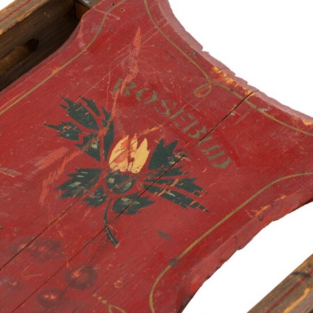A wooden sled called "Rosebud"