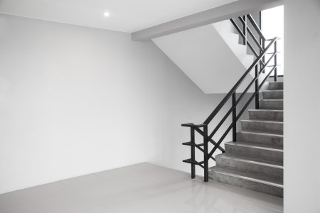 an industrial stairway leading up
