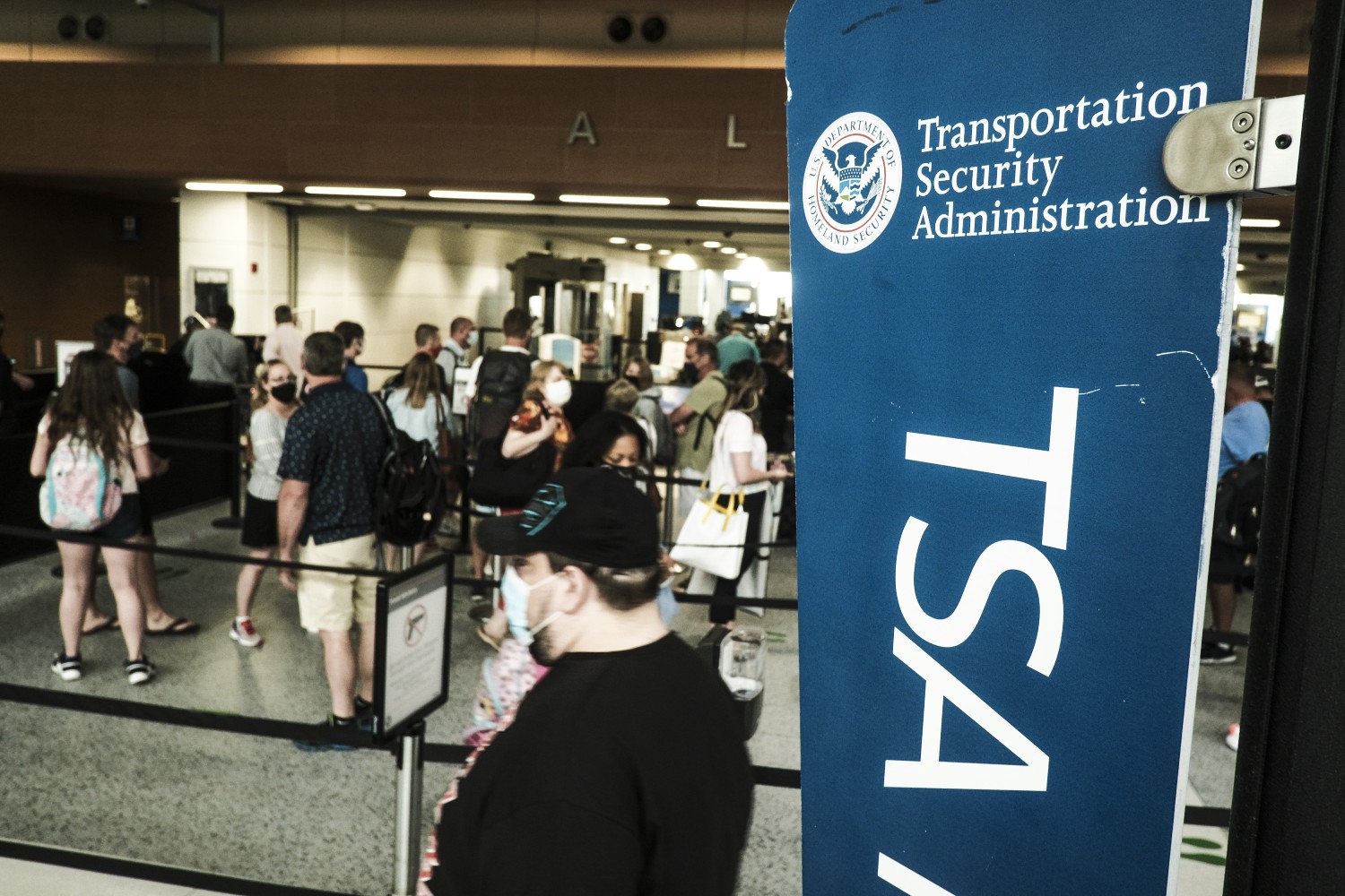 Security line at a TSA checkpoint