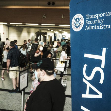 Security line at a TSA checkpoint