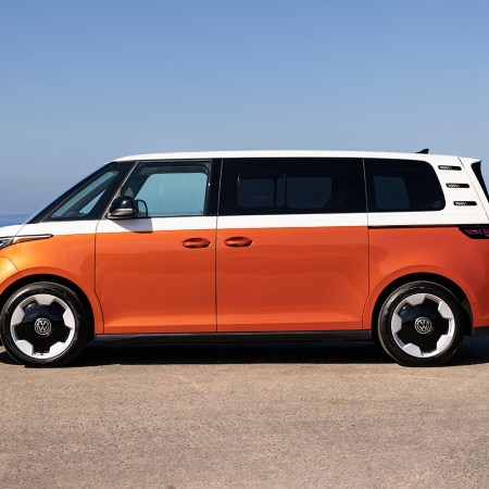 The 2025 Volkswagen ID. Buzz in white and orange