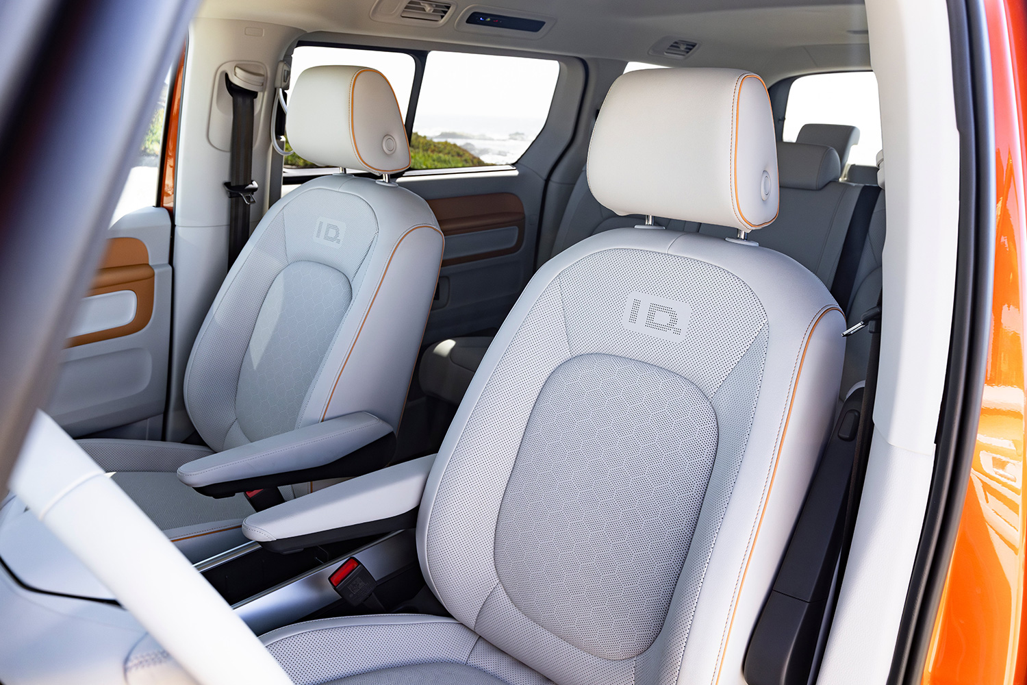 The front two seats in the EV version of Volkswagen's iconic Microbus
