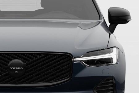 Volvo logo on the front of a car