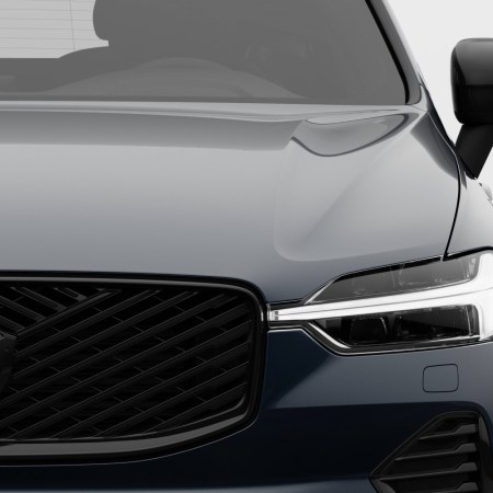 Volvo logo on the front of a car