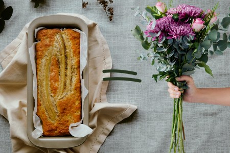 banana bread and flowers