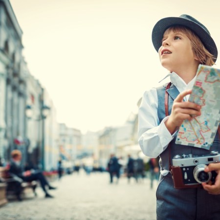 Young tourist out for a stroll