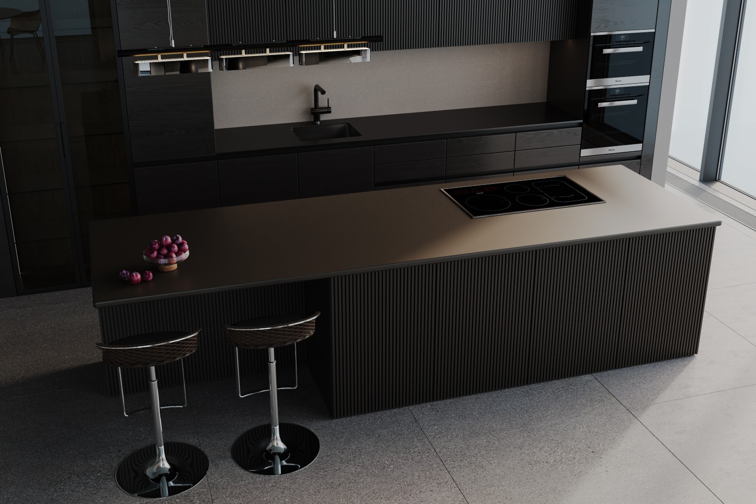 A modern kitchen seen from above