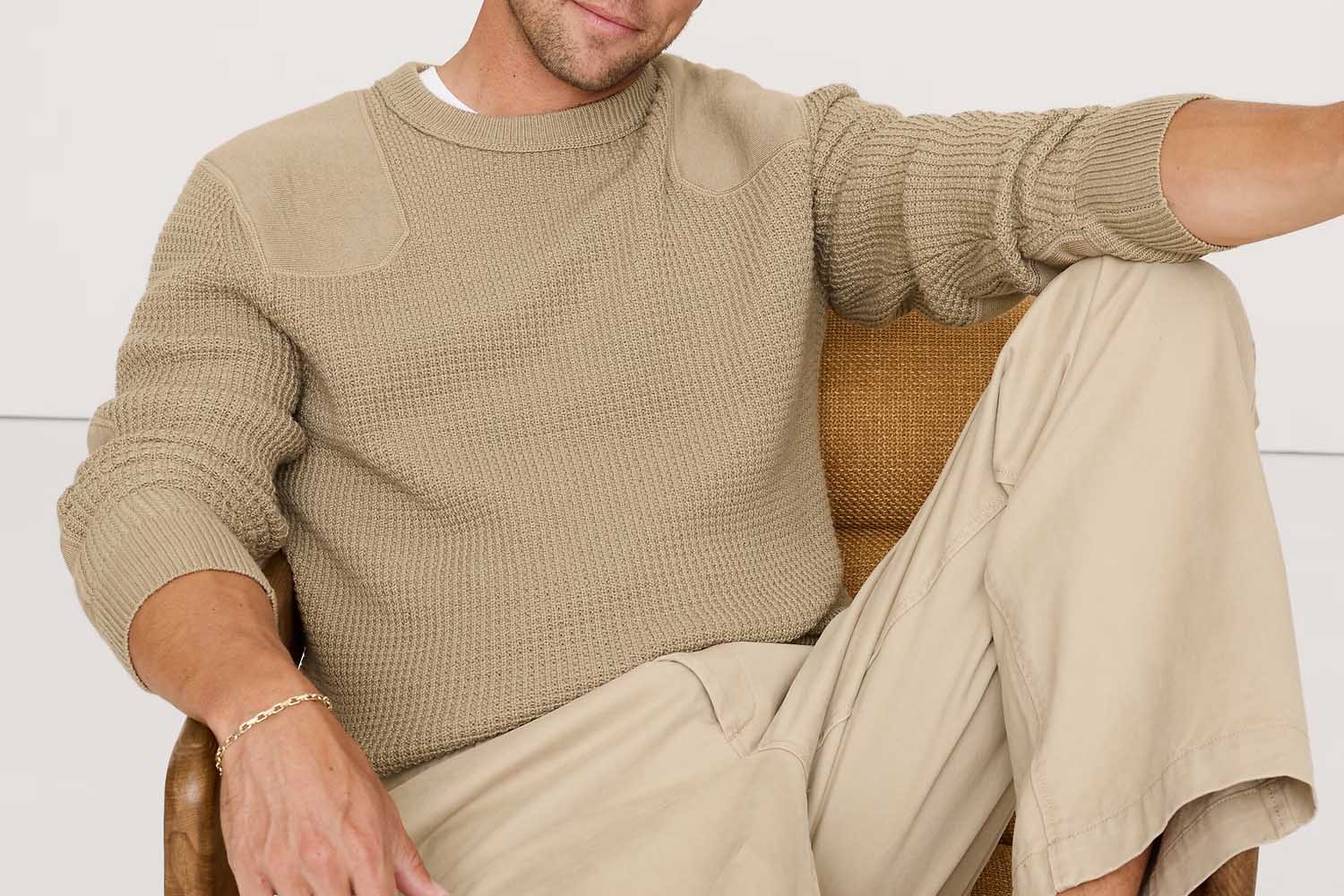 A man wearing a Banana Republic sweater.