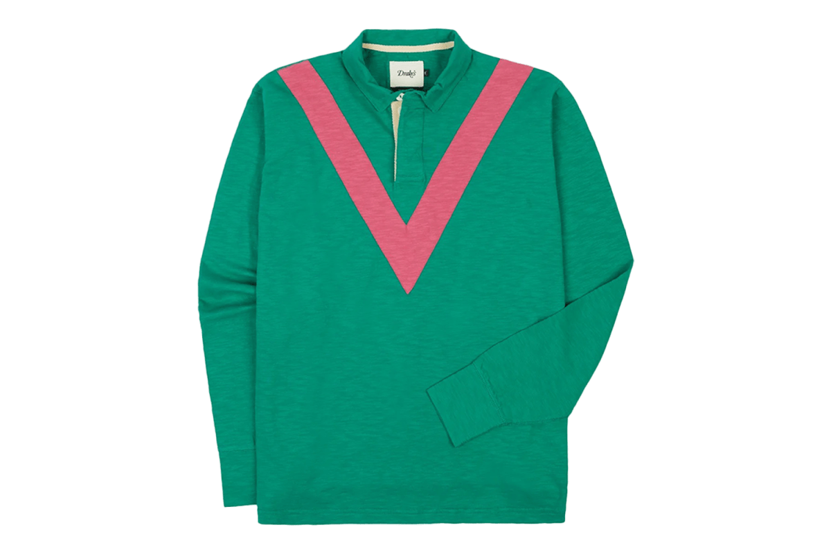 Drake’s Chevron Flamé Cotton Rugby Shirt