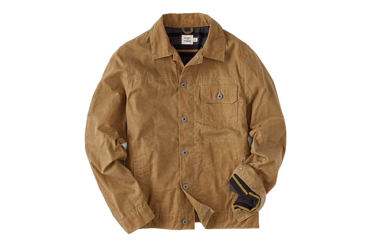 Flint and Tinder Flannel-Lined Waxed Trucker Jacket