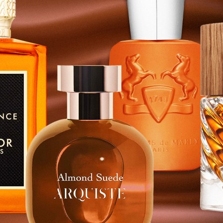 collage of colognes on textured background