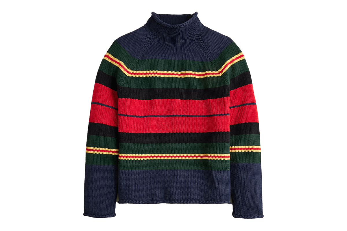 J.Crew 1988 Cotton Rugby Stripe Rollneck Sweater