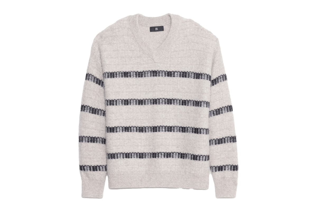 Banana Republic Jacquard Stripe V-Neck Sweater