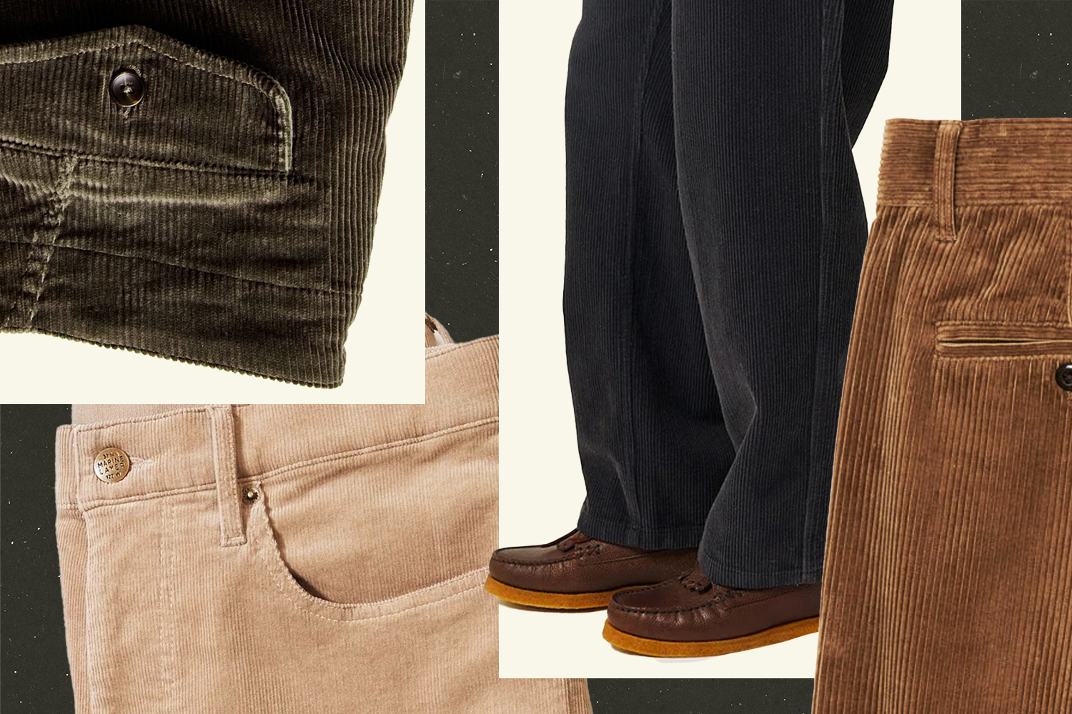 collage of corduroys on textured background
