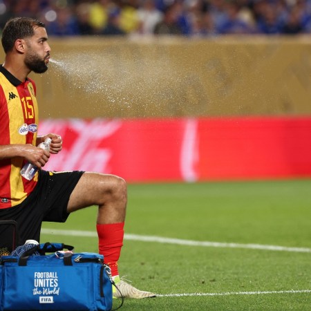 Mohamed Amine Tougai spitting during a game