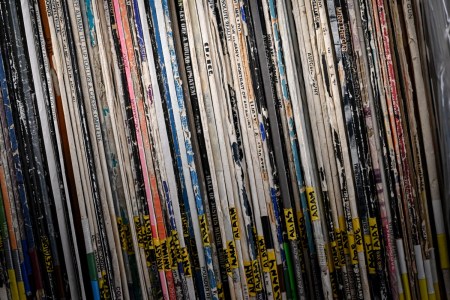 LPs at a college radio station's library