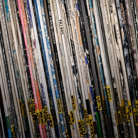 LPs at a college radio station's library