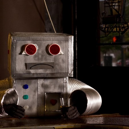Robot drinking at the bar