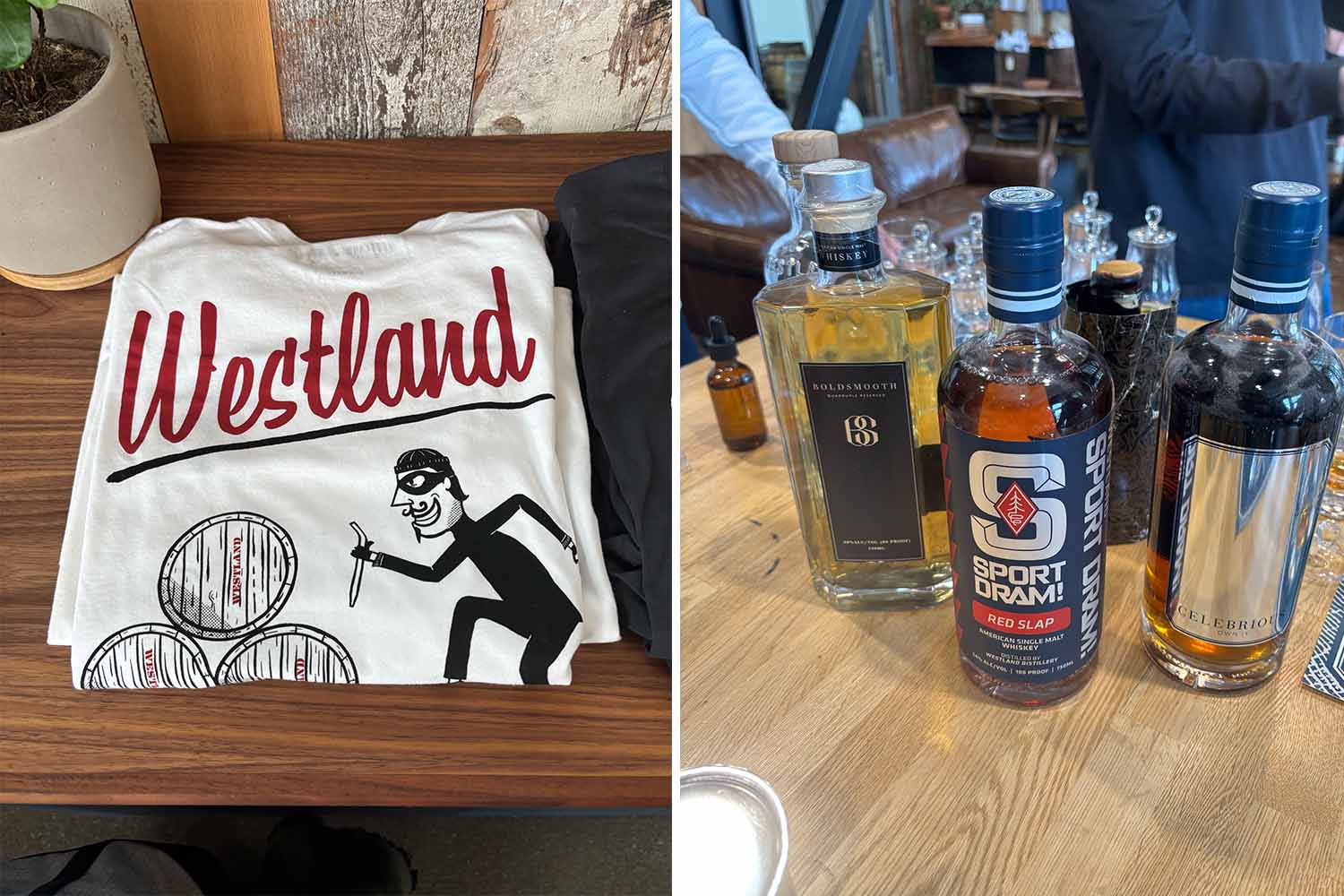 Westland Distillery merch and April Fools' bottles