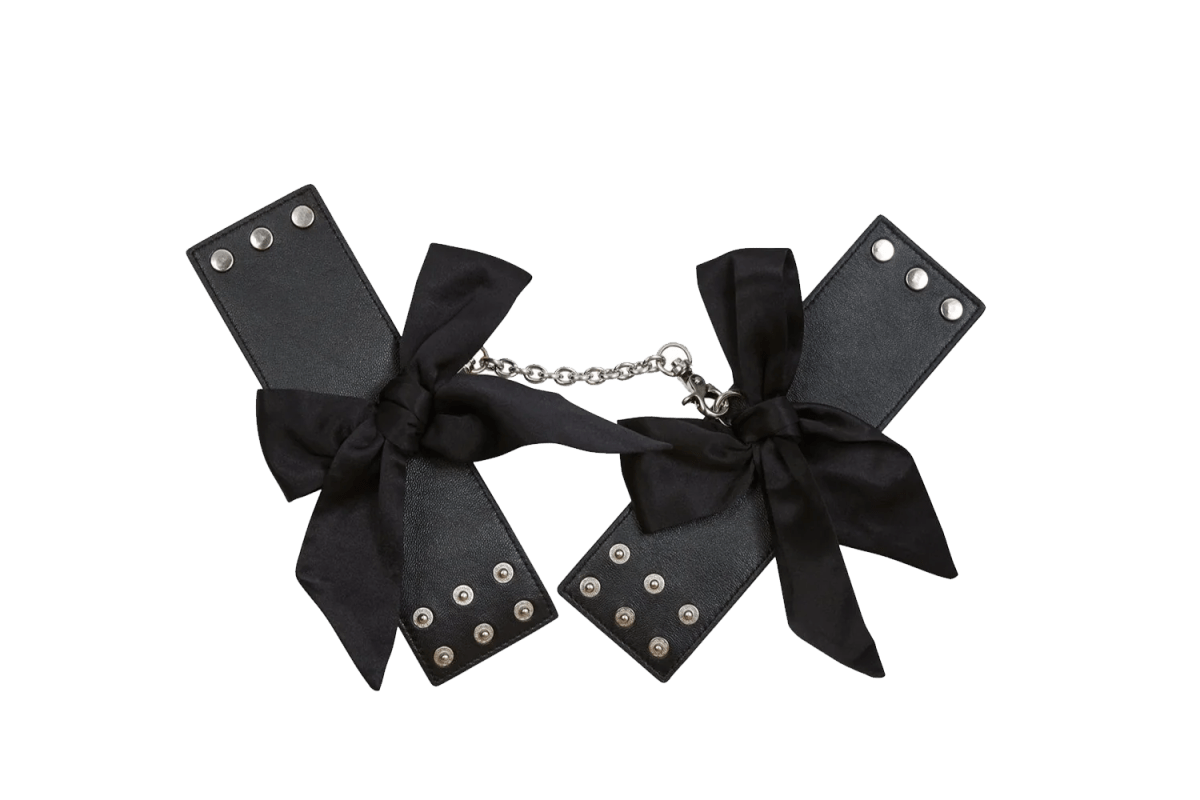 Fleur du Mal Leather Cuffs with Silk Bows