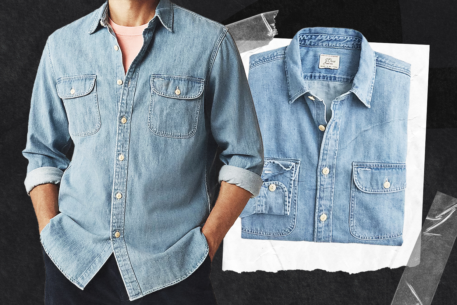 collage of shirt on textured background