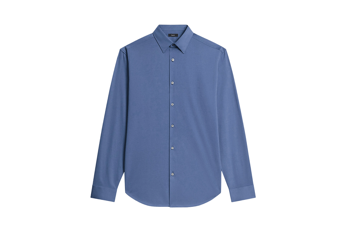Theory Sylvain ND Structure Knit Button-Up Shirt