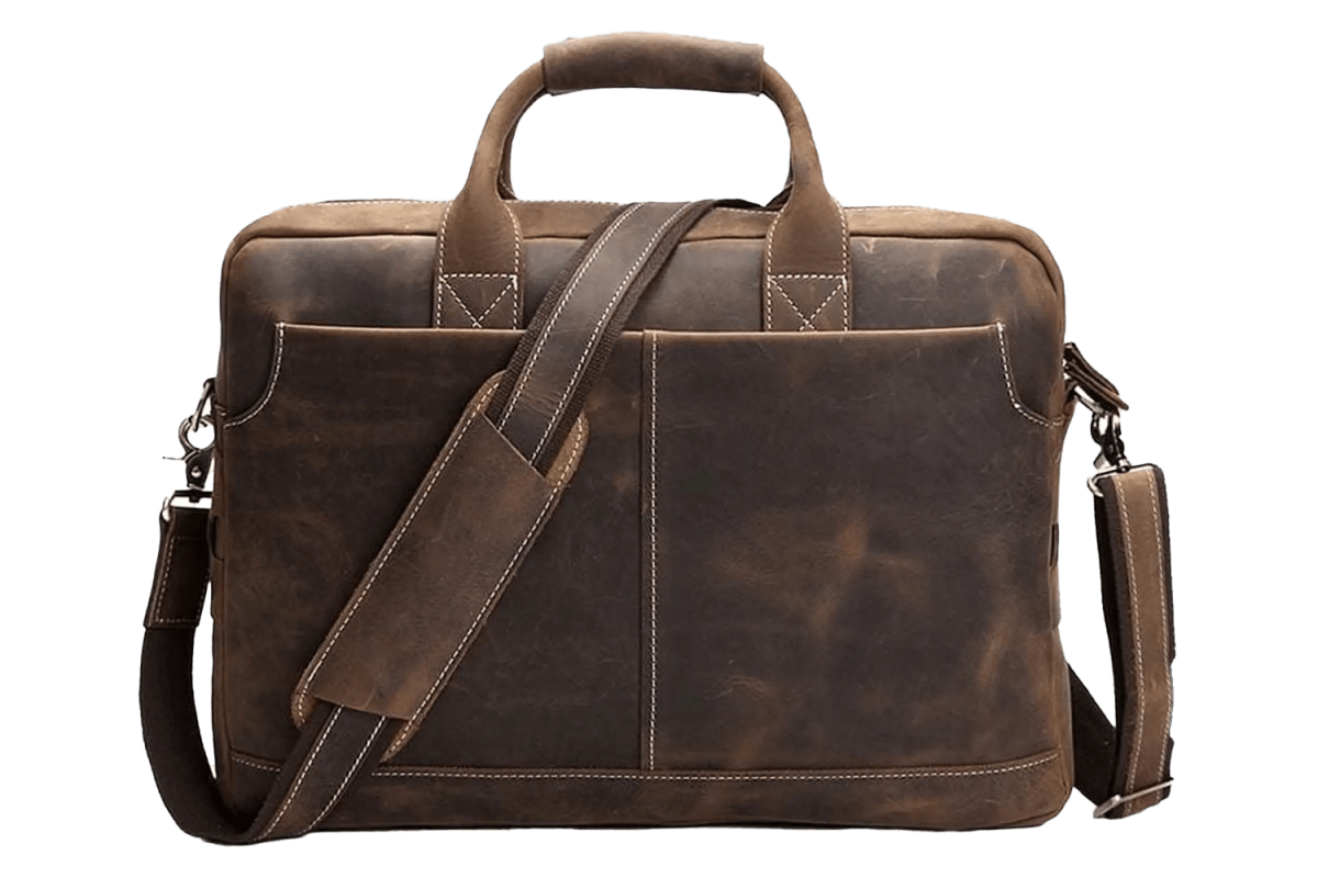Steel Horse Leather The Welch Briefcase Vintage Leather Messenger Bag
