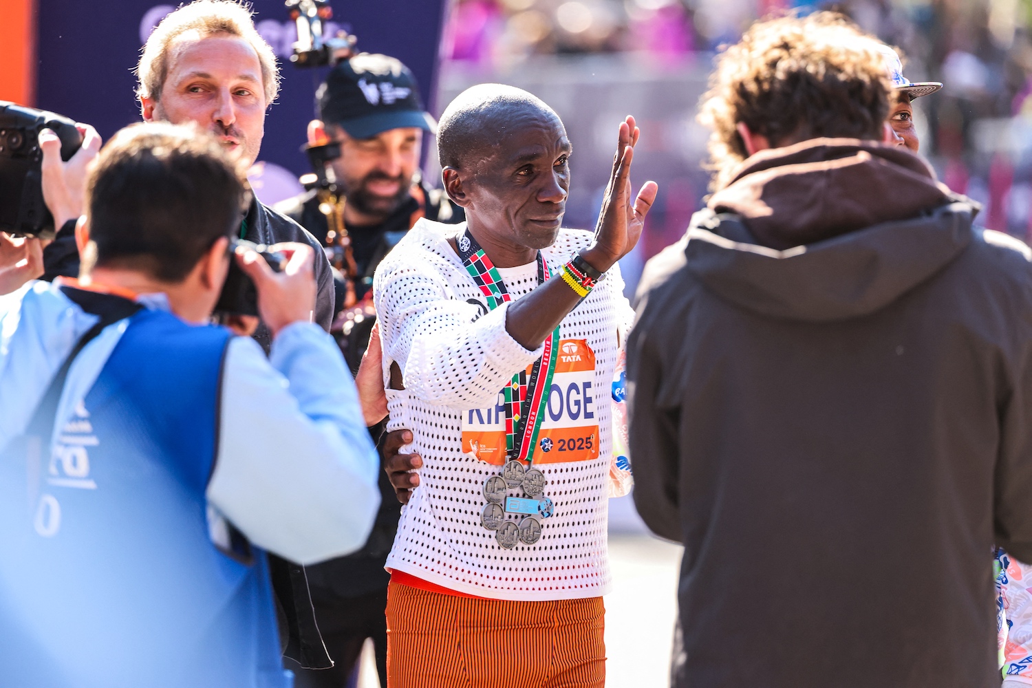 A photo of Eliud Kipchoge after the NYC Marathon.