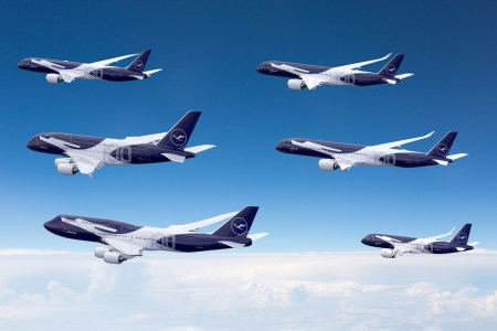 Lufthansa planes with new livery celebrating its 100th birthday