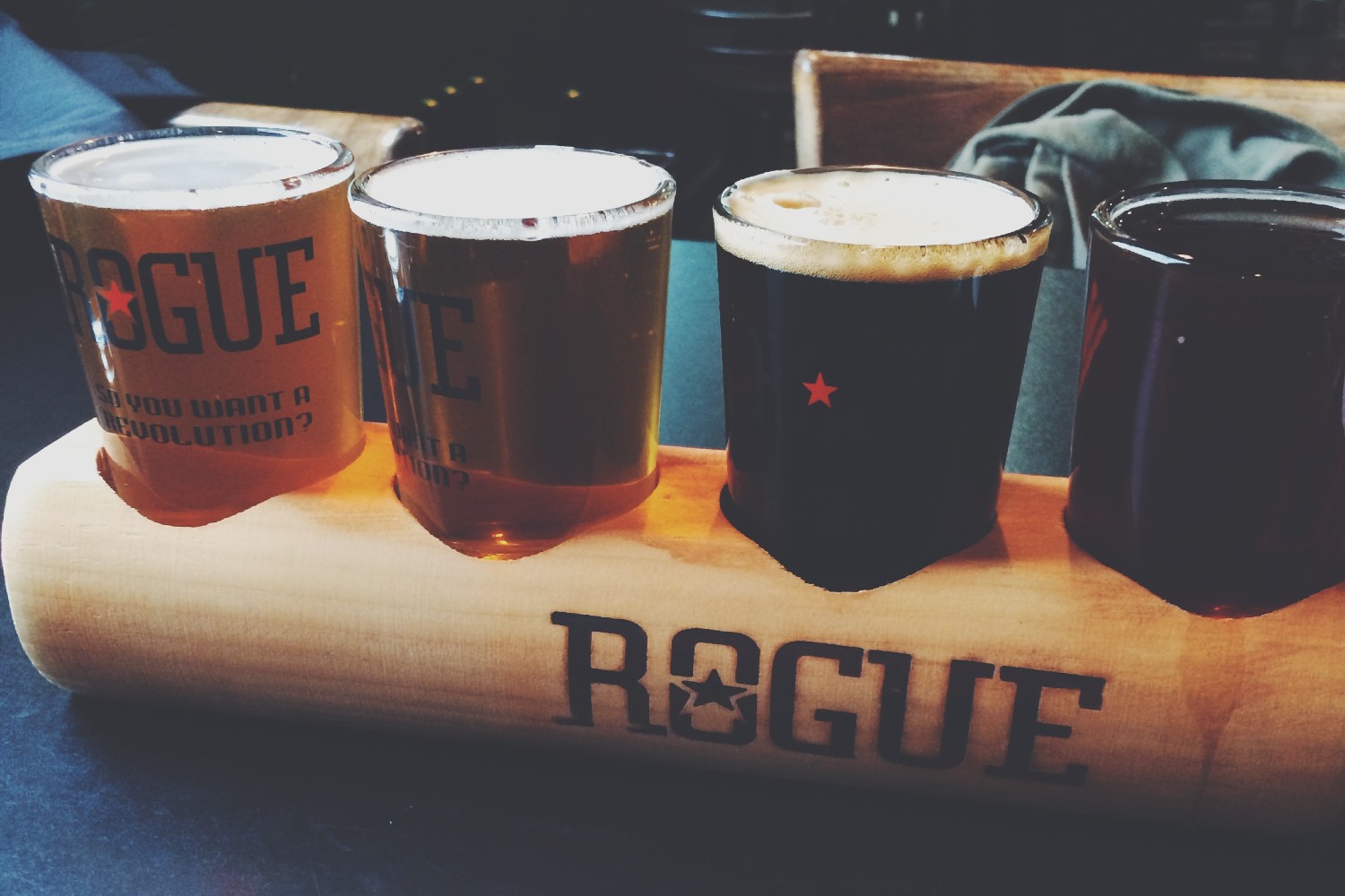 Flight of Rogue Ales beer