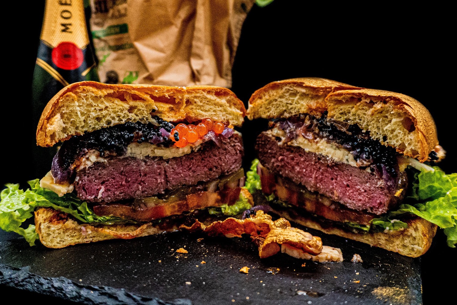 Caviar on a burger