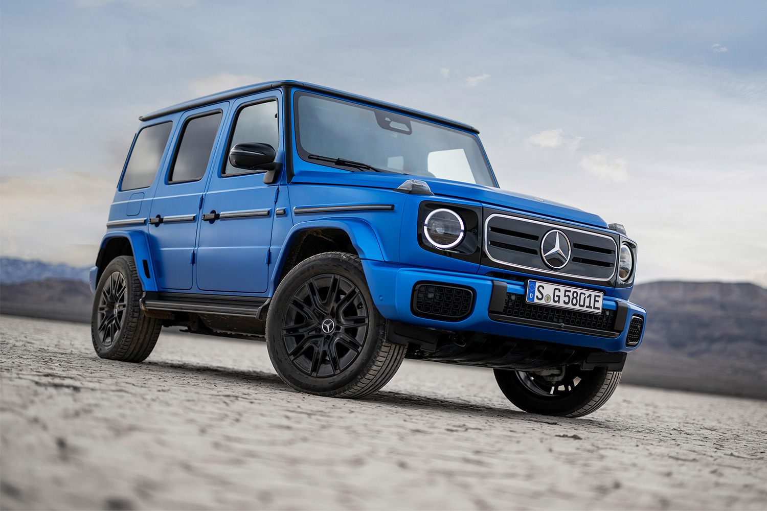 A Mercedes-Benz G-Class SUV in blue
