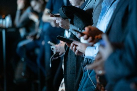 People on smartphones