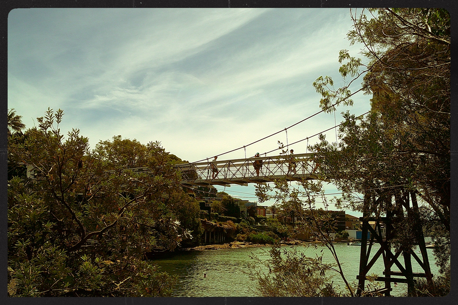 The pedestrian bridge over Parsley Bay Beach.