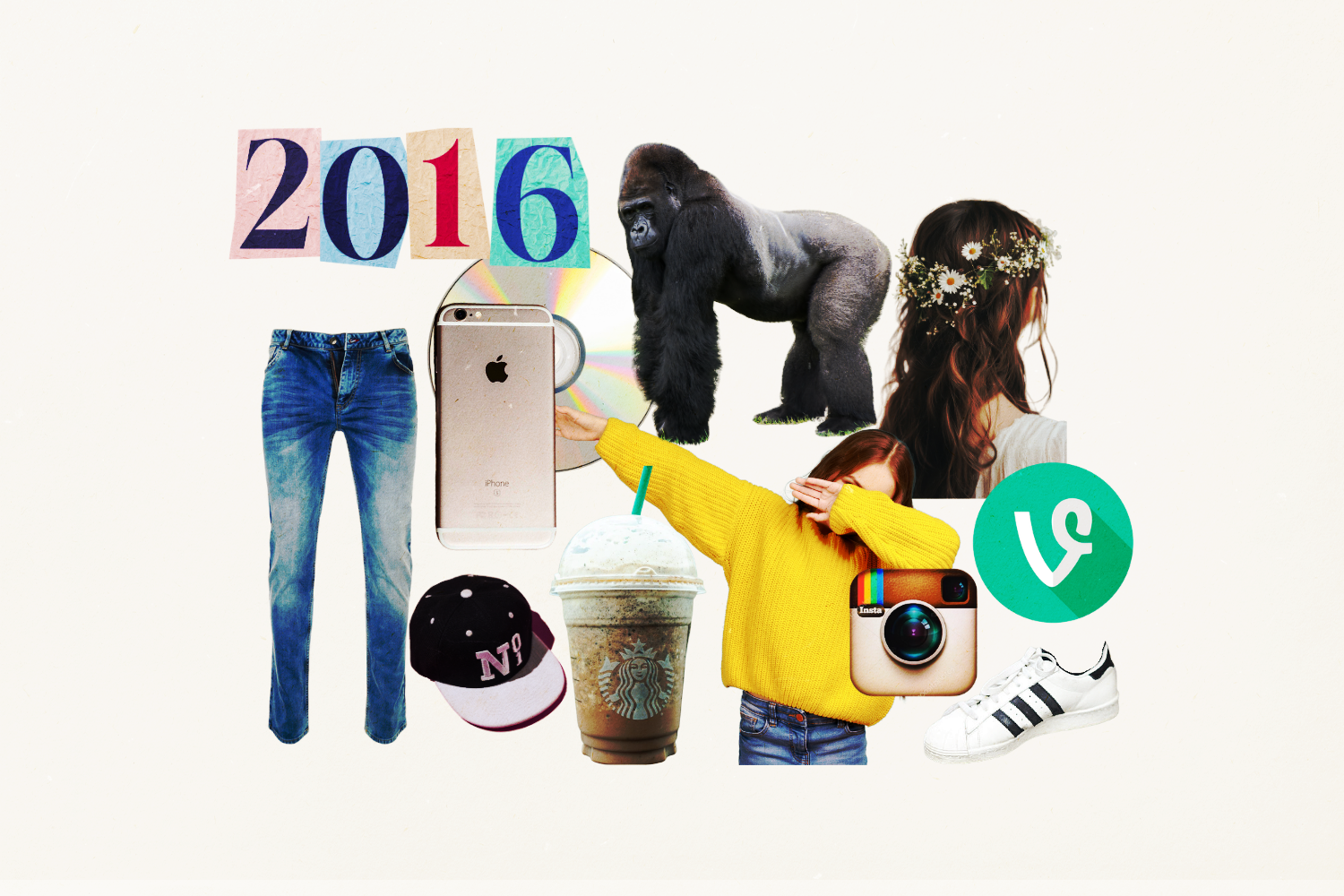 A collage of popular moments and trends from 2016. Here we explain why everyone's nostalgic for the year.