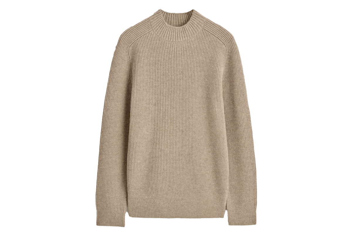 Cos Ribbed Wool Mock-Neck Sweater