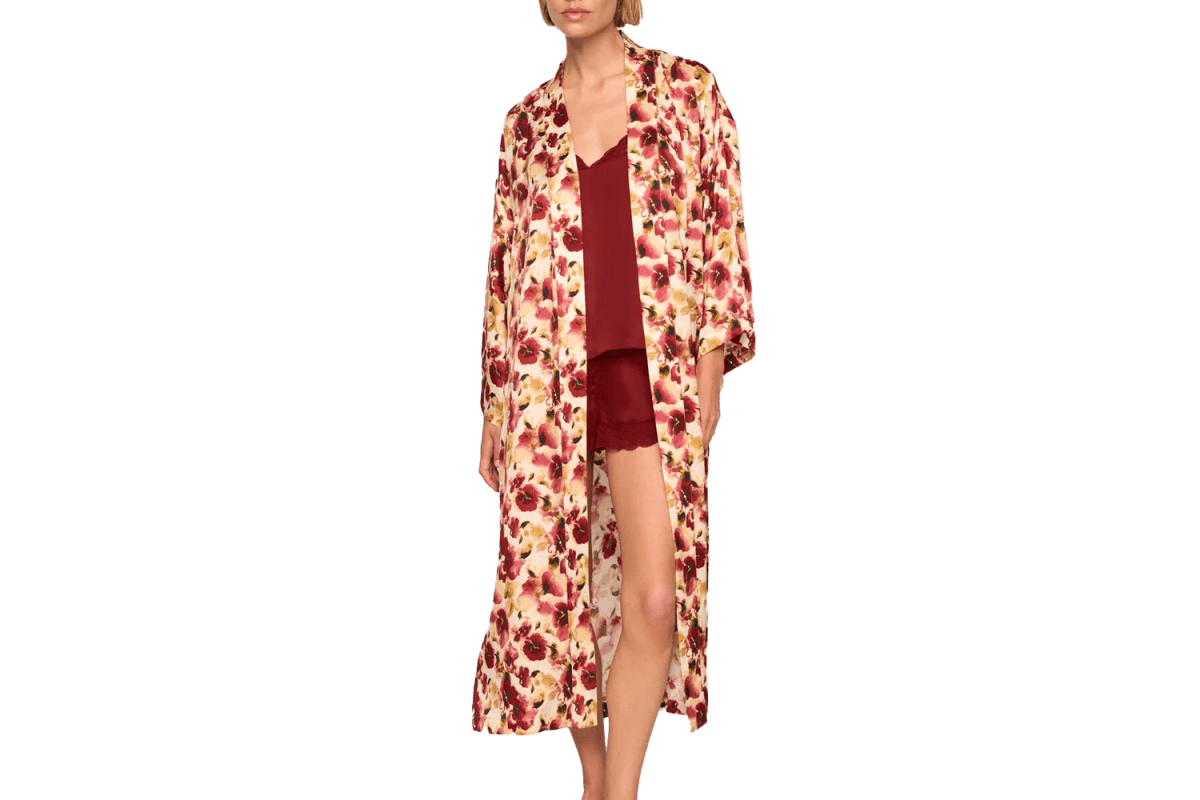 Eberjey x Lily Aldridge Inez Washable Silk Printed Robe