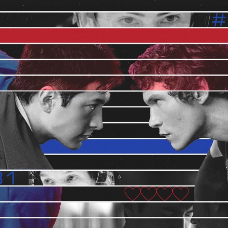 Connor Storrie and Hudson Williams from "Heated Rivalry"