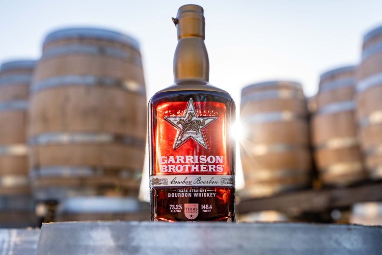 Garrison Brothers 2025 Cowboy near some barrels