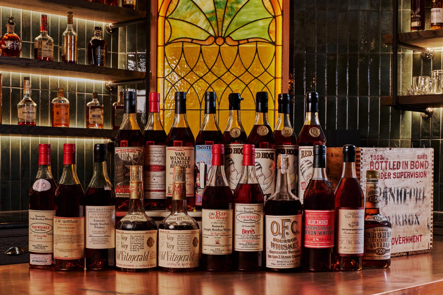 Bottles from the Great American Whiskey Collection.