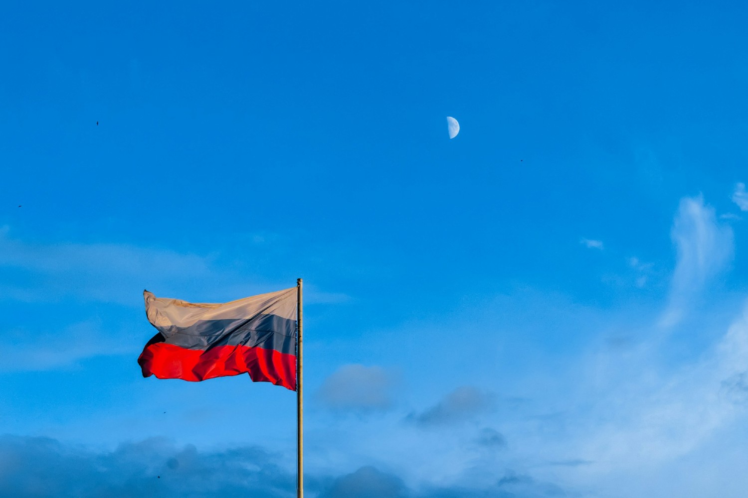 Russian flag waving in the wind