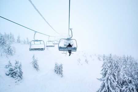 Person on ski lift