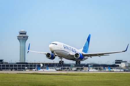 United Airlines flight at O'Hare Airport