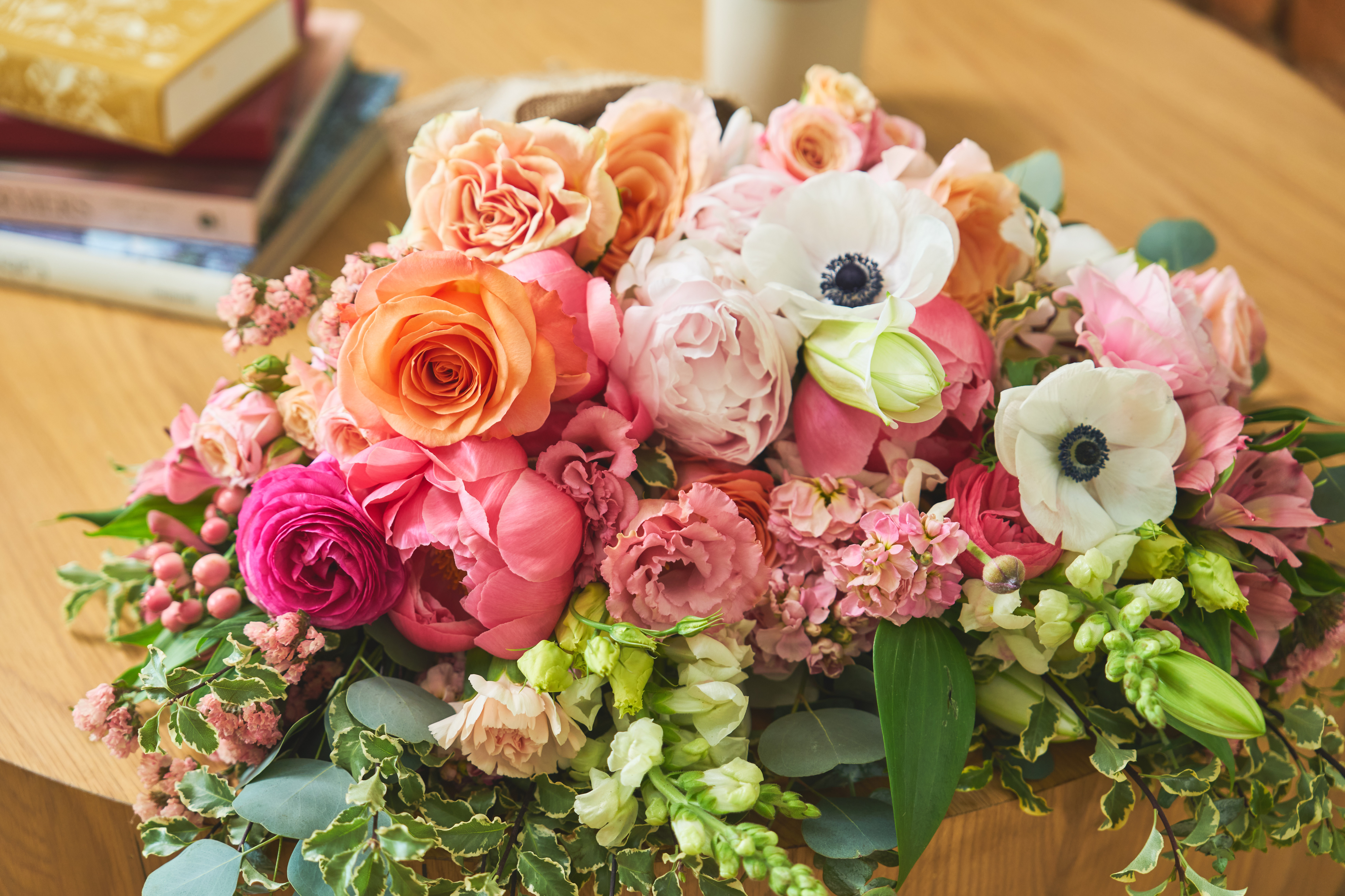 Hand Tied Bouquet with Peonies