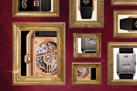 A collage of the Audemars Piguet Neo Frame Jumping Hour, featuring photos of the watch inside picture frames