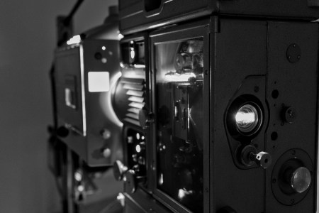 A movie theater projector