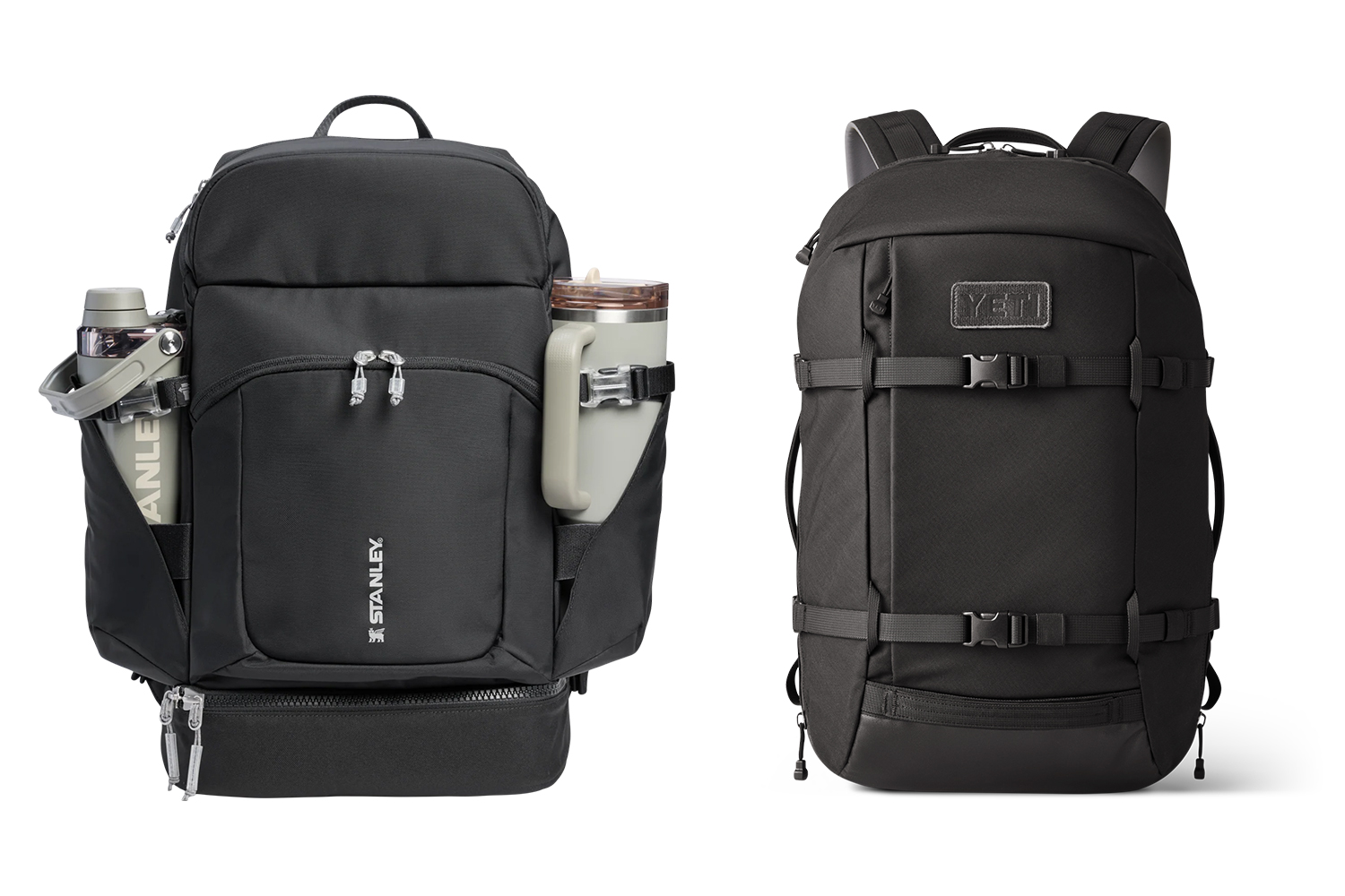 The Stanley Macro Method Backpack in black next to the Yeti Crossroads 27L Backpack