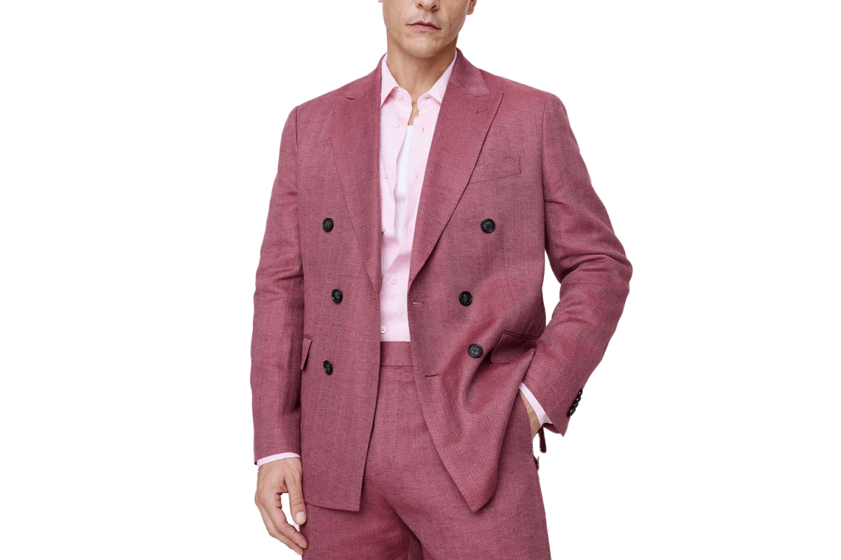 Banana Republic Double-Breasted Linen-Merino Suit Jacket